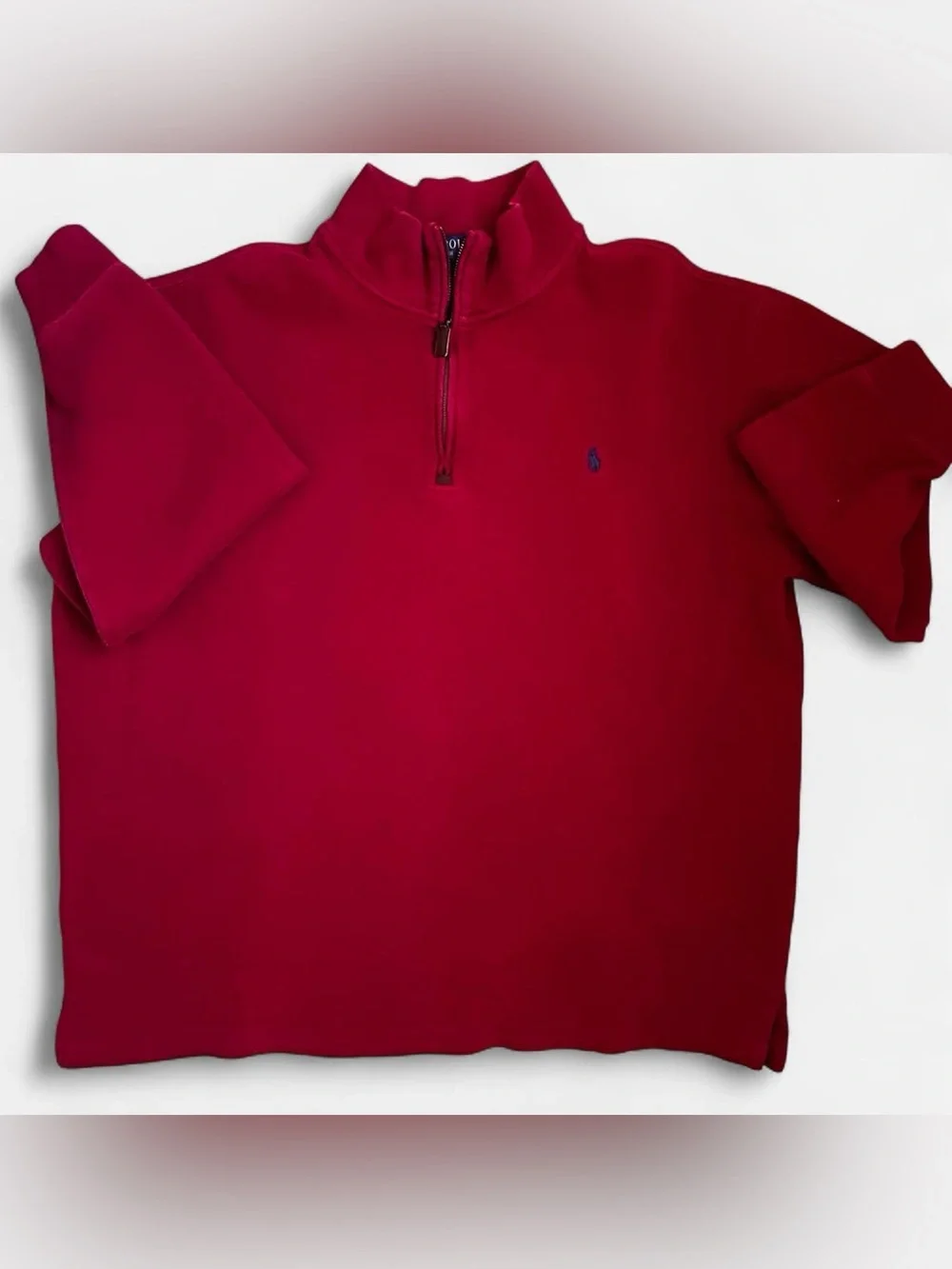 XLT Polo by Ralph Lauren Men's Half-Zip Sweater - Red with Navy Logo